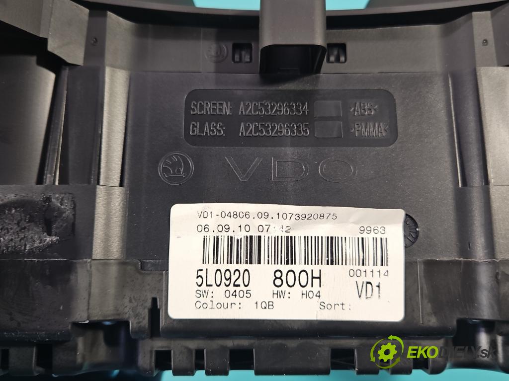 Skoda Yeti 2009-2017 2.0 tdi 140 HP manual 103 kW 1968 cm3 5- prístrojovka/ budíky 5L0920800H (Prístrojová doska)