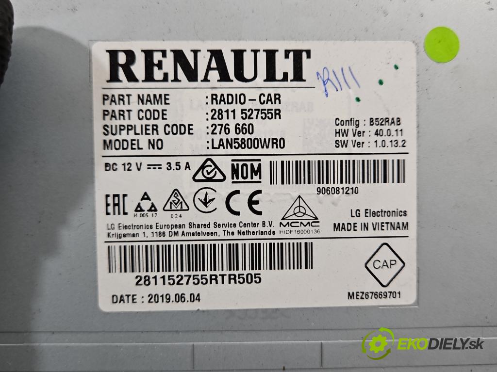 Dacia Sandero II 2012-2020 1.0 12V 73 HP manual 54 kW 999 cm3 5- Radio originál 281152755R