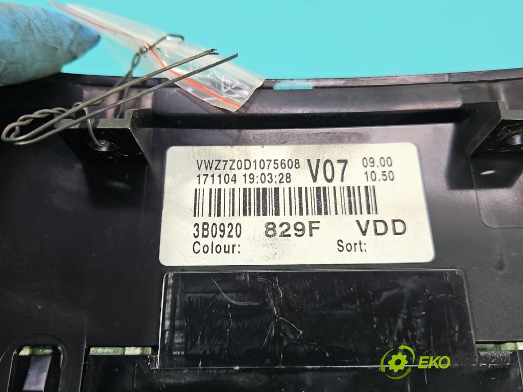 Vw Passat B5 1995-2005 2.0 tdi 136 HP manual 100 kW 1968 cm3 5- prístrojovka/ budíky 3B0920829F (Prístrojová doska)