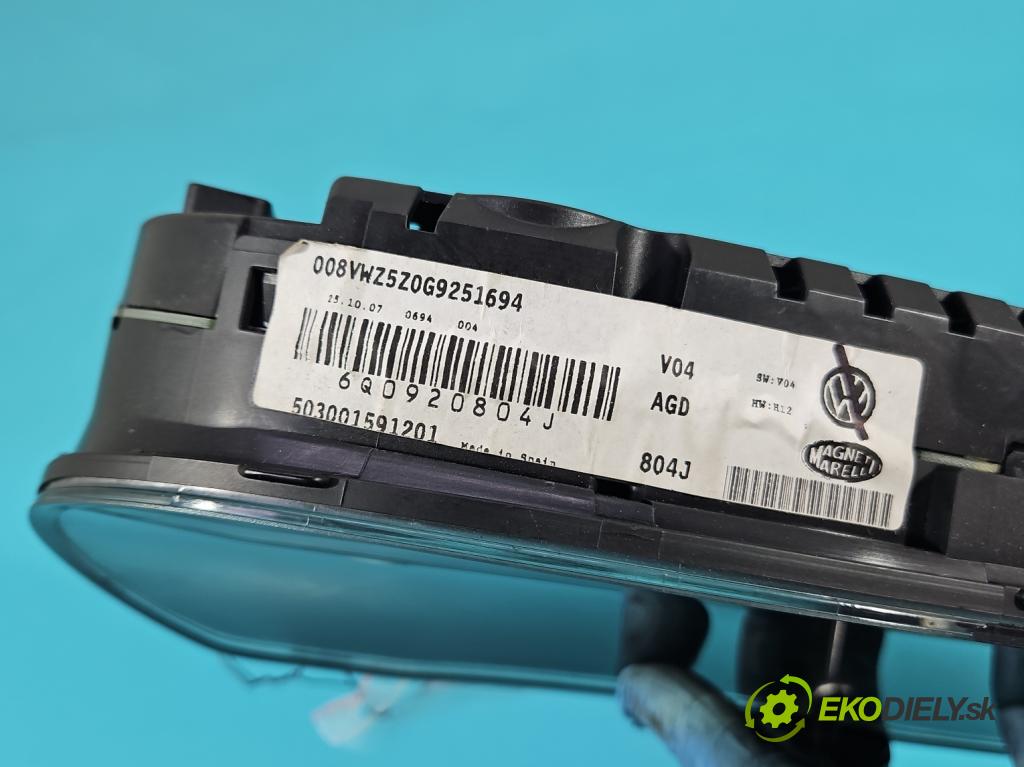 Vw Polo IV 9N 2001-2009 1.4 tdi 69KM manual 51 kW 1422 cm3 3- prístrojovka/ budíky 6Q0920804J (Prístrojová doska)