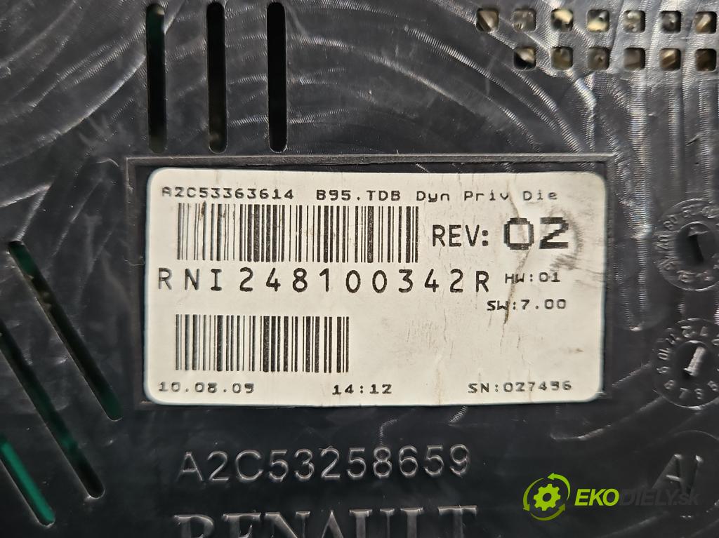 Renault Megane III 2008-2016 1.9 dci 131 HP manual 96 kW 1870 cm3 5- prístrojovka/ budíky 248100342R (Prístrojová doska)