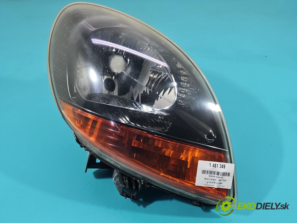 Renault Kangoo I 1998-2008 1.5 dci 65 HP manual 48 kW 1461 cm3 5- Reflektor: pravý 8200183921 (Svetlo predné pravé)