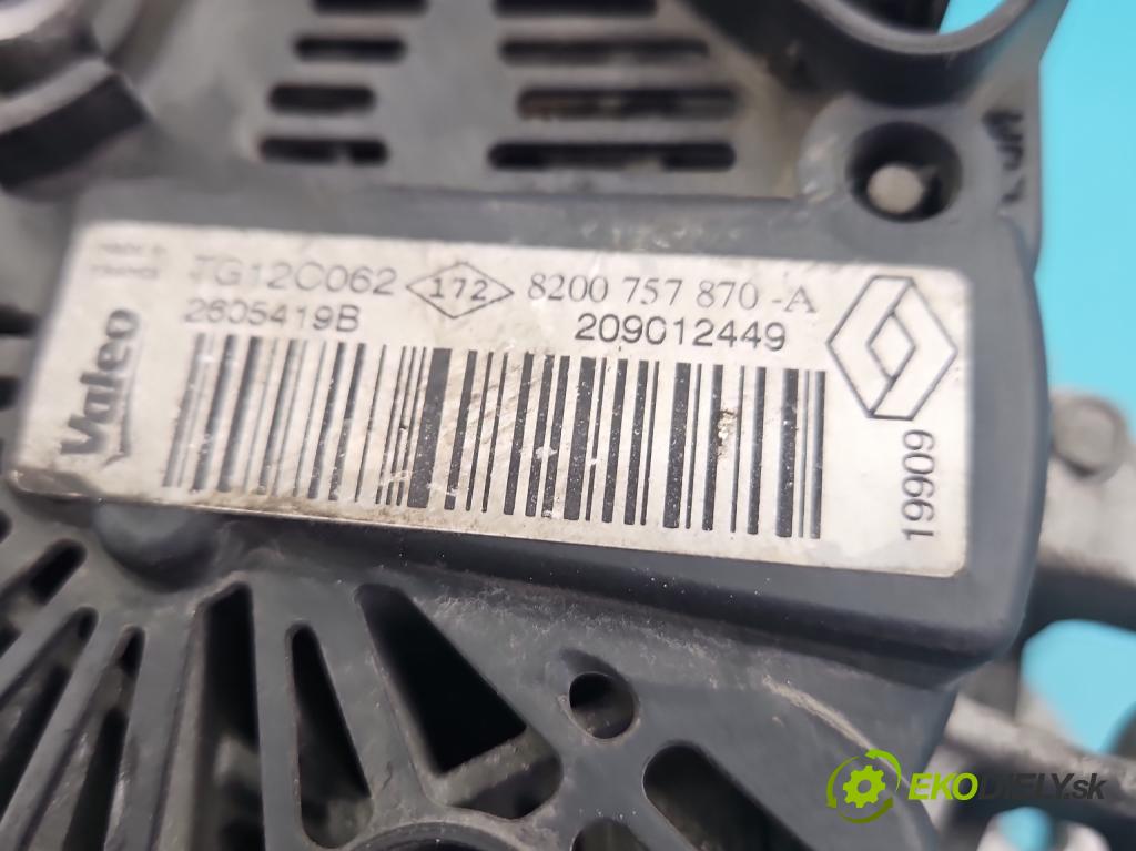Renault Megane III 2008-2016 1.9 dci 131 HP manual 96 kW 1870 cm3 5- Alternator 8200757870A (Alternátor)