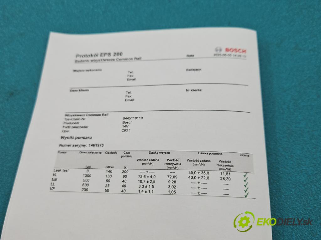 Opel Movano II 2003-2010 1.9 cdti 82 HP manual 60 kW 1870 cm3 5- vstrek 8200100272 (Vstrekovač paliva)