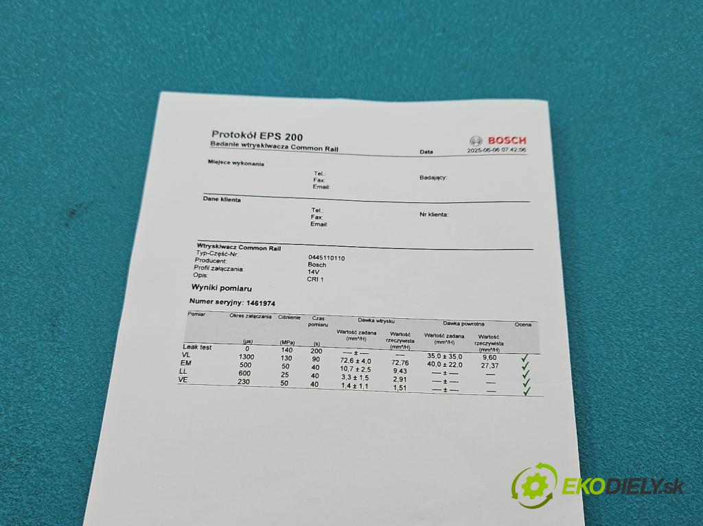 Opel Movano II 2003-2010 1.9 cdti 82 HP manual 60 kW 1870 cm3 5- vstrek 0455110110 (Vstrekovač paliva)