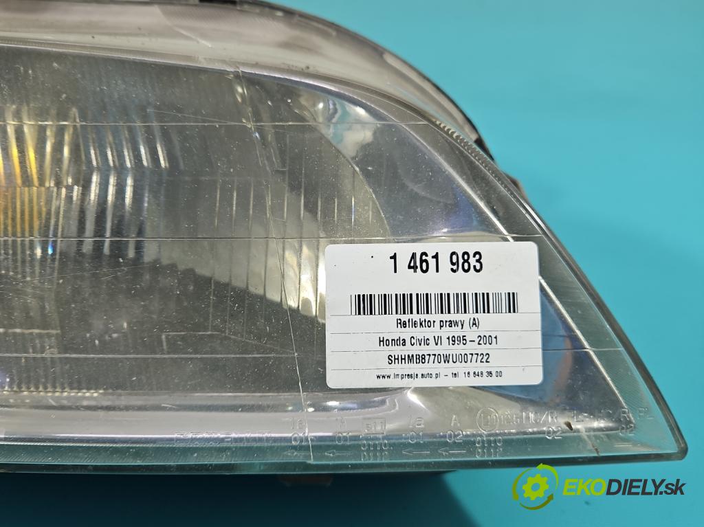 Honda Civic VI 1995-2001 1.4 16V 90 HP manual 66 kW 1396 cm3 5- Reflektor: pravý  (Svetlo predné pravé)