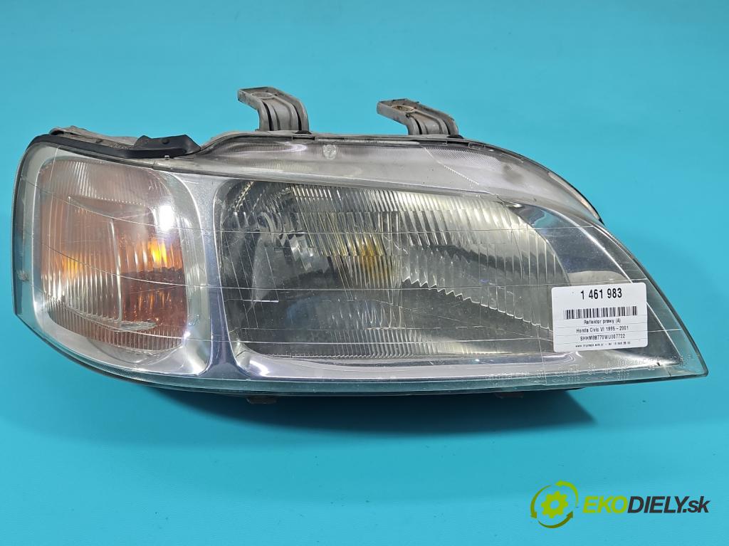 Honda Civic VI 1995-2001 1.4 16V 90 HP manual 66 kW 1396 cm3 5- Reflektor: pravý  (Svetlo predné pravé)