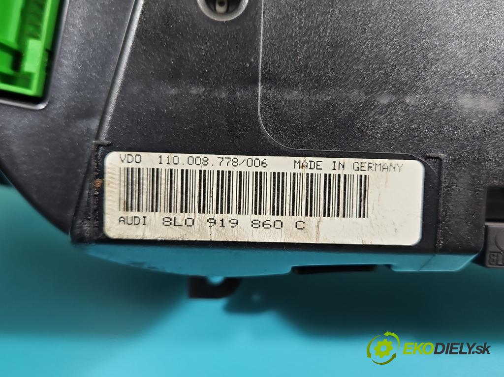 Audi A3 8L 1996-2003 1.6 SR 101 HP automatic 74 kW 1595 cm3 3- prístrojovka/ budíky 8L0919860C (Prístrojová doska)