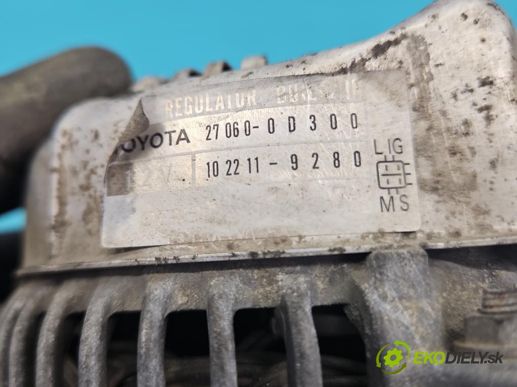 Toyota Corolla Verso II 2004-2009 1.8 vvti 129 HP manual 95 kW 1794 cm3 5- Alternator 27060-0D300 (Alternátor)