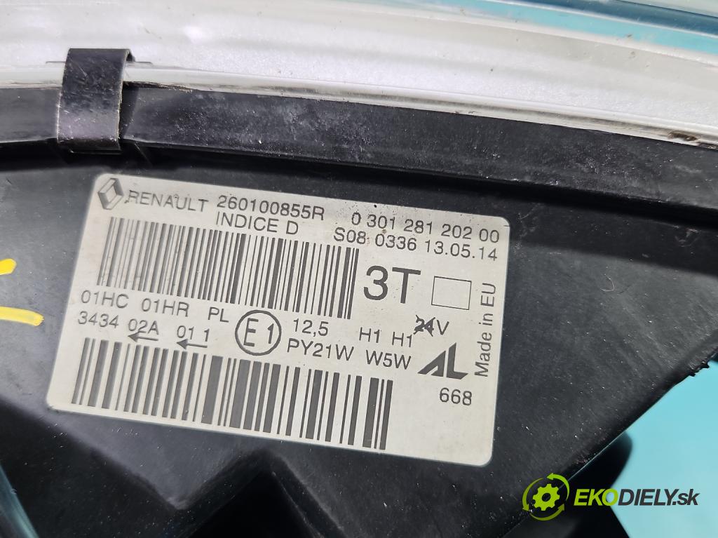 Renault Captur I 2013-2019 0.9 Tce 90 HP manual 66 kW 898 cm3 5- Reflektor: pravý 260100855R (Svetlo predné pravé)