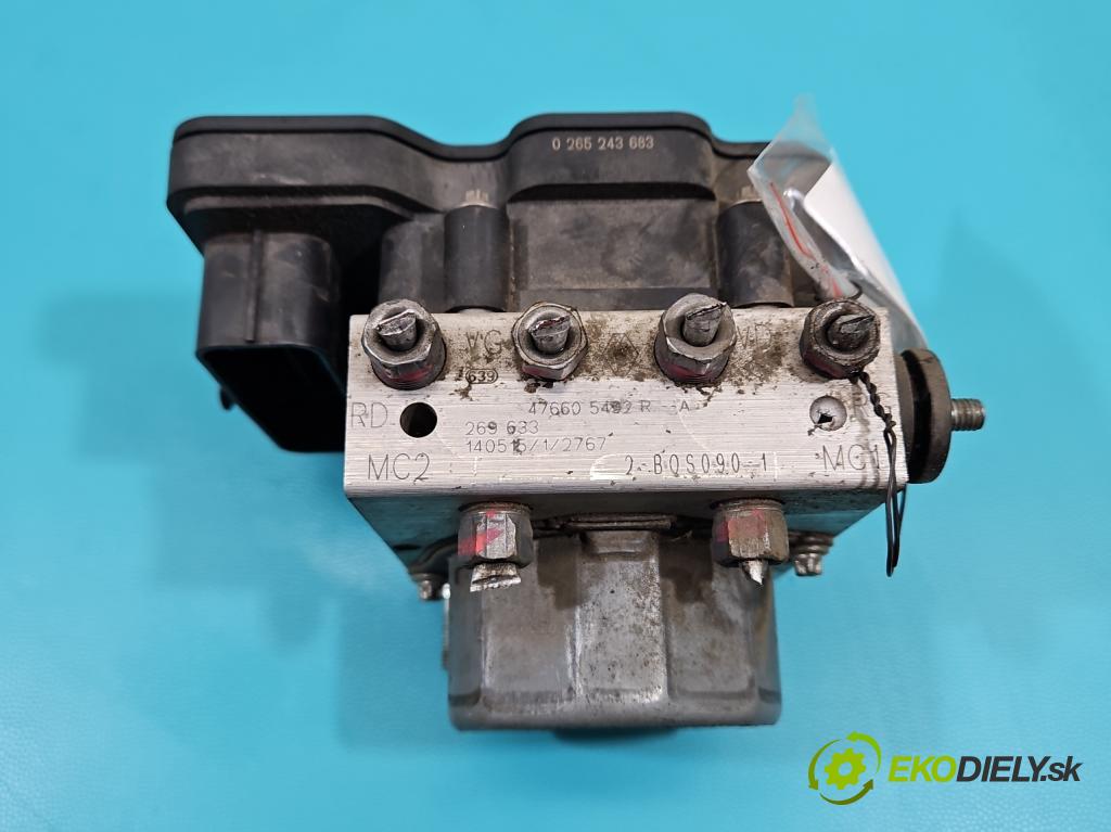 Renault Captur I 2013-2019 0.9 Tce 90 HP manual 66 kW 898 cm3 5- čerpadlo abs 476605492R-A (Pumpa ABS)