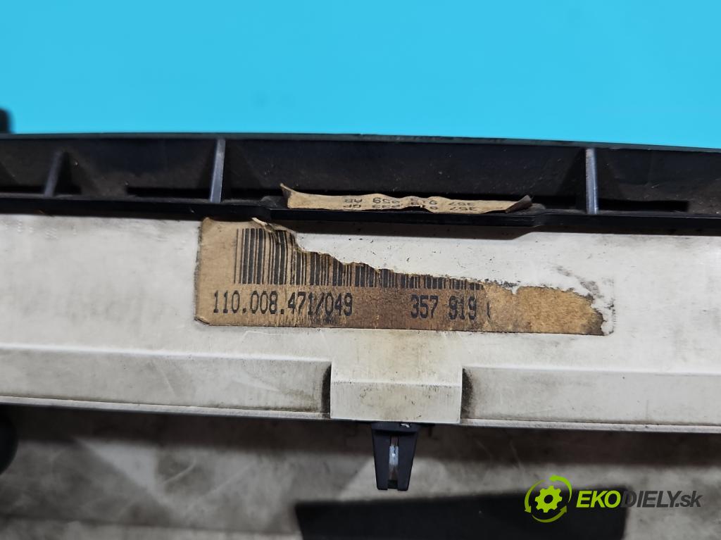 Vw Passat B3 1988-1993 1.6d 69KM manual 51 kW 1600 cm3 5- prístrojovka/ budíky 357919033GP (Prístrojová doska)