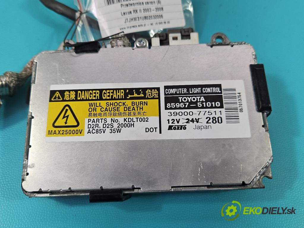 Lexus RX II 2003-2008 3.3 V6 211KM automatic 155 kW 3311 cm3 5- střídač: xenon 85967-51010 (Riadiaca jednotka xenónu)
