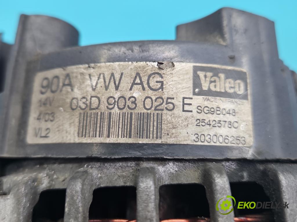 Skoda Fabia I 1999-2007 1.2 12V 64 HP manual 47 kW 1198 cm3 5- Alternator 03D903025E (Alternátor)