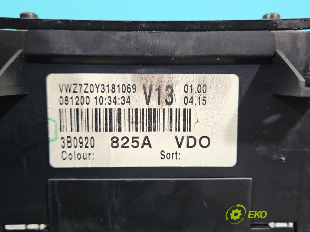 Vw Passat B5 1995-2005 1.9 tdi 131 HP manual 96 kW 1896 cm3 4- prístrojovka/ budíky 3B0920825A (Prístrojová doska)