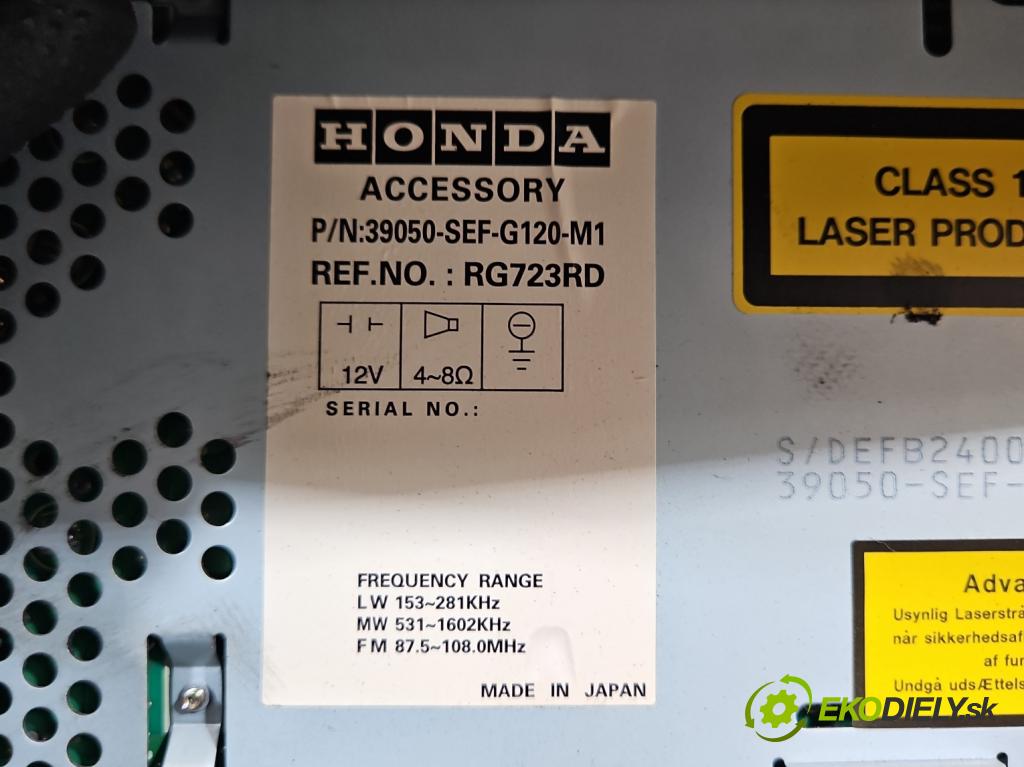 Honda Accord VII 2002-2008 2.2 140 HP manual 103 kW 2204 cm3 4- Radio originál 39050-SEF-G120-M1