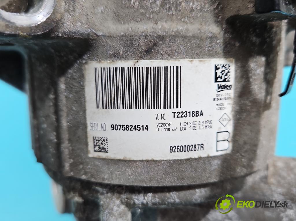 Dacia Sandero II 2012-2020 1.0 12V 73 HP manual 54 kW 999 cm3 5- Kompresor: klimatizácie 926000287R (Kompresor klimatizácie)