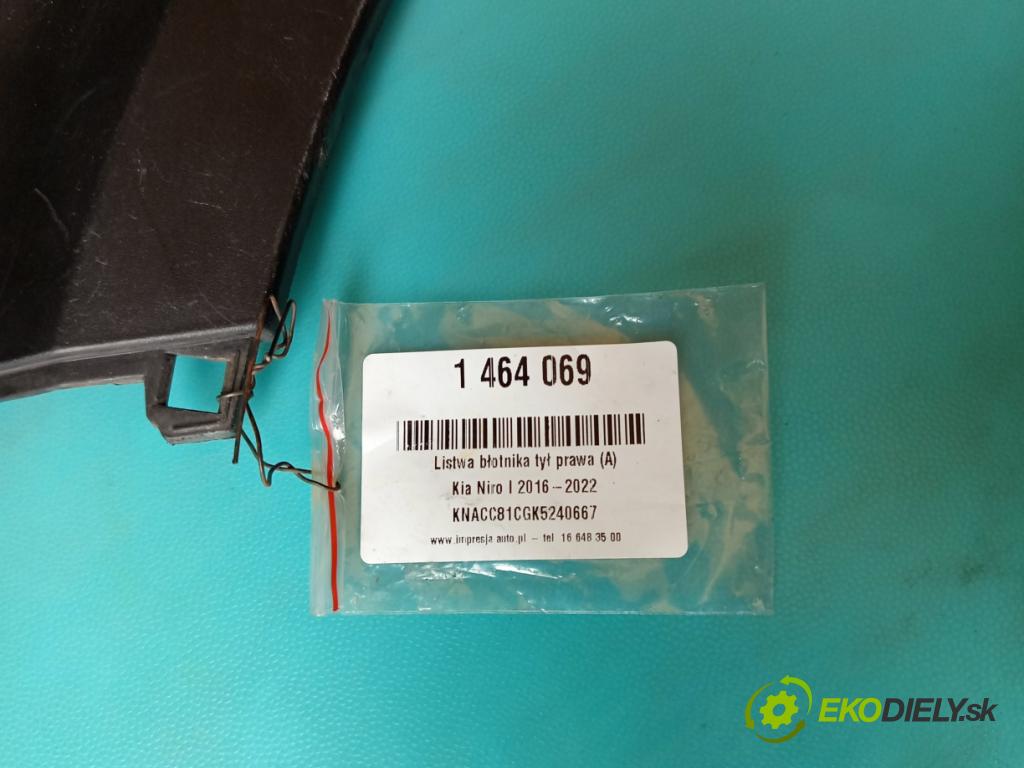 Kia Niro I 2016-2022 1.6 GDI 105 HP automatic 77.2 kW 1580 cm3 5- lišta blatník zadné pravé 87744-G5000 (Lišta)