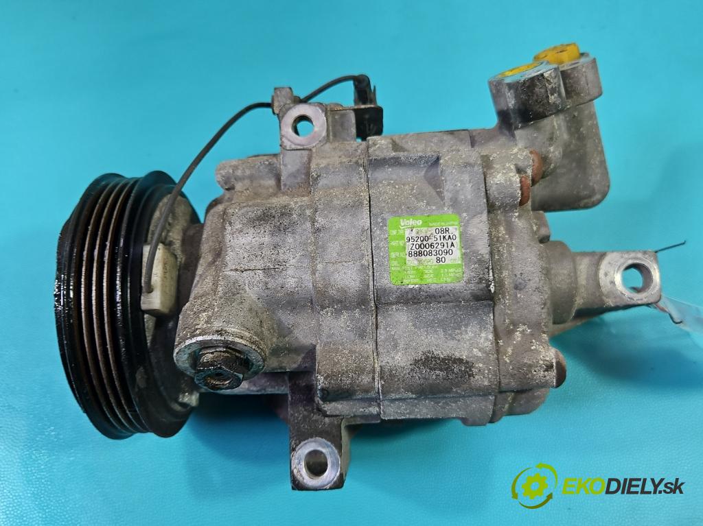 Suzuki Splash 1.2 16V 86 HP manual 63 kW 1242 cm3 5- Kompresor: klimatizácie 95200-51KA0 (Kompresor klimatizácie)