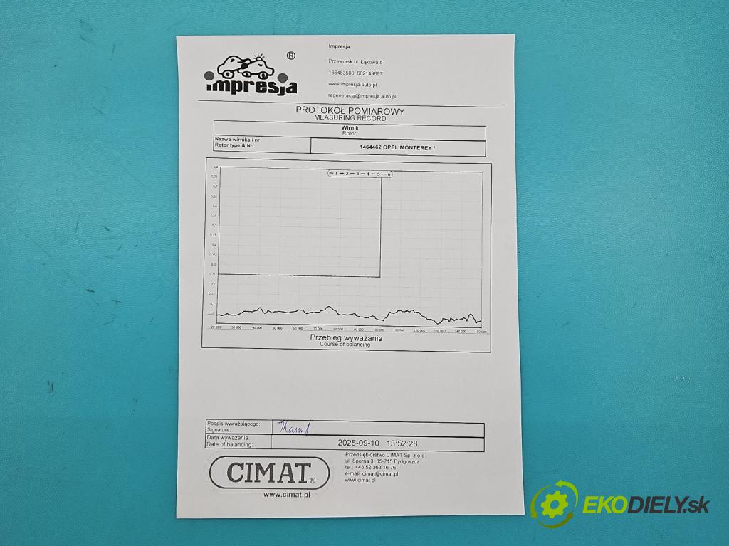 Opel Monterey 1992-1999 3.0 TD manual 117 kW 2999 cm3 5- Turbodmychadlo repasováno 8971371095