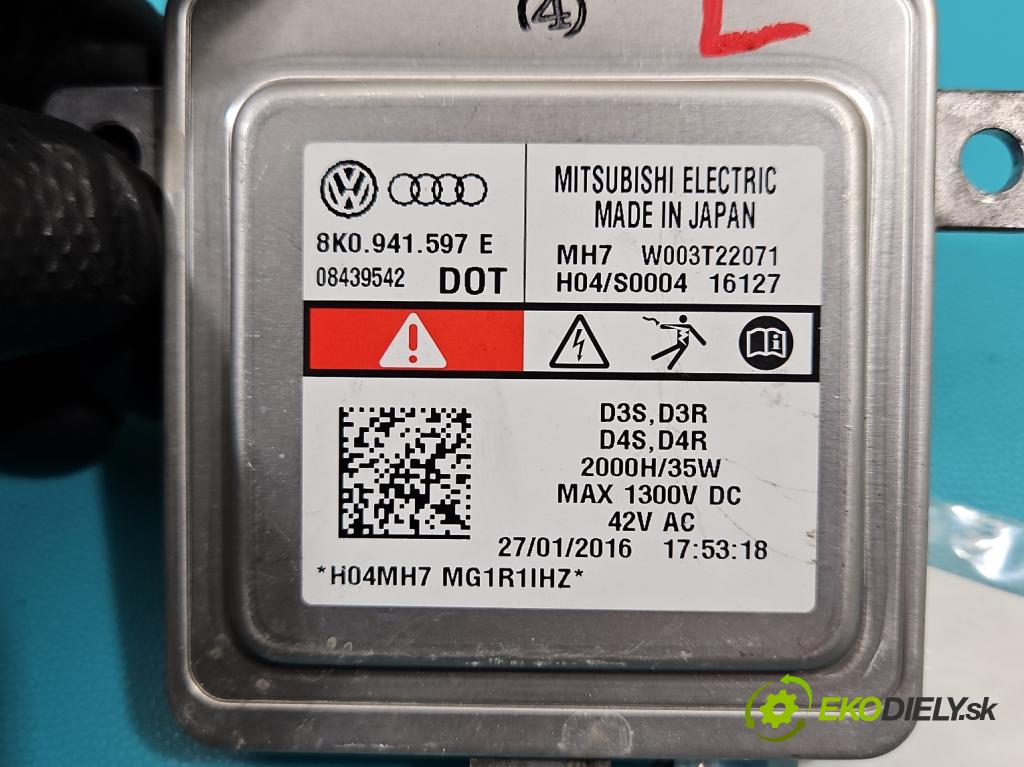 Audi A5 8T 2007-2016 2.0 TFSI 211KM manual 155 kW 1984 cm3 5- střídač: xenon 8K0941597E (Riadiaca jednotka xenónu)