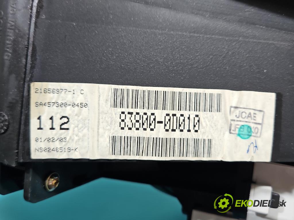 Toyota Yaris I 1999-2005 1.0 vvti 68 HP manual 50 kW 998 cm3 5- prístrojovka/ budíky 83800-0D010 (Prístrojová doska)