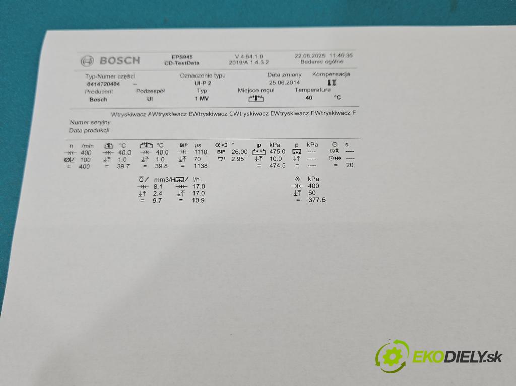 Skoda Octavia II 2004-2013 2.0 tdi 140 HP manual 103 kW 1968 cm3 5- vstrekovacie čerpadlo 0414720404 (Vstrekovač paliva)