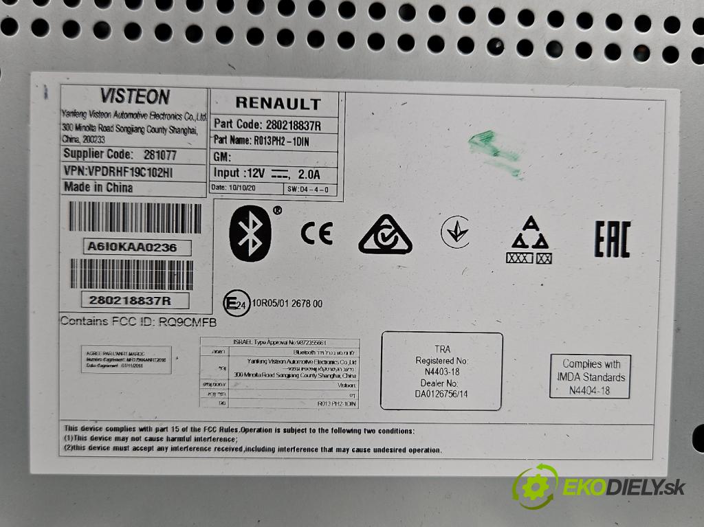 Renault Twingo III 2014-2024 0.0 82 HP automatic 60 kW  5- Radio originál 280218837R