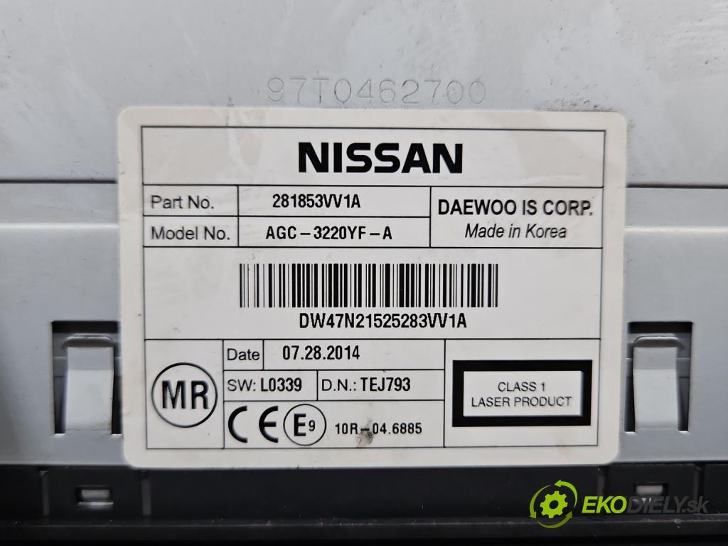 Nissan Note II 2012-2016 1.2 16V 80 HP manual 59 kW 1198 cm3 5- Radio originál 281853VV1A