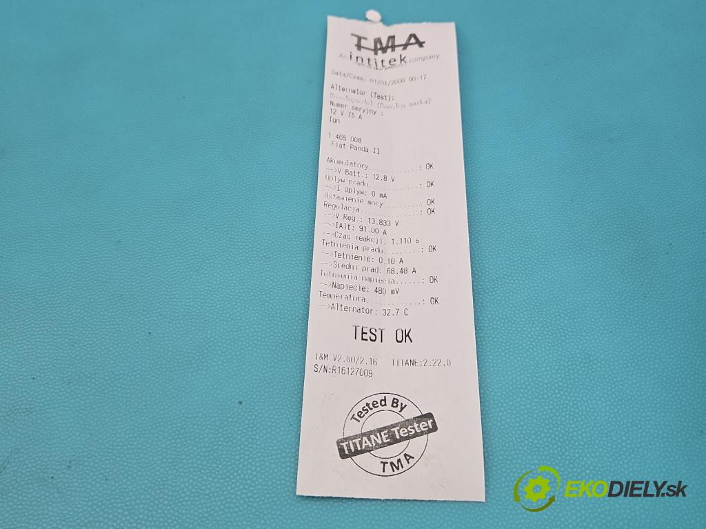 Fiat Panda II 2003-2012 1.1 54 hp manual 40 kW 1108 cm3 5- Alternator  (Alternátor)