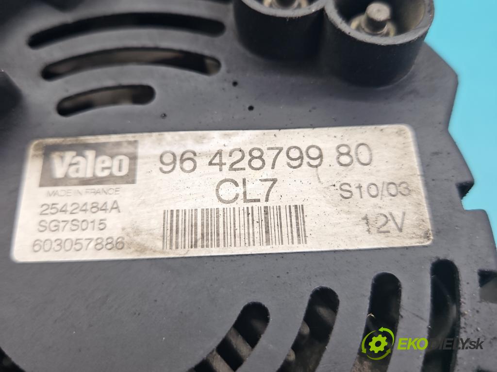Peugeot 206 1.9d 69KM manual 51 kW 1868 cm3 5- Alternator 9642879980 (Alternátor)
