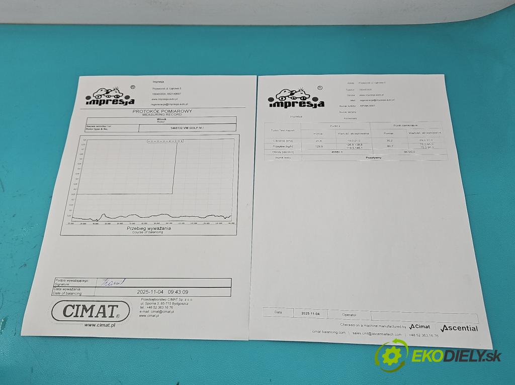 Vw Golf IV 1997-2003 1.9 tdi 101 HP manual 74 kW 1896 cm3 5- turbodúchadlo, turbo repasovaná KP39A-0007