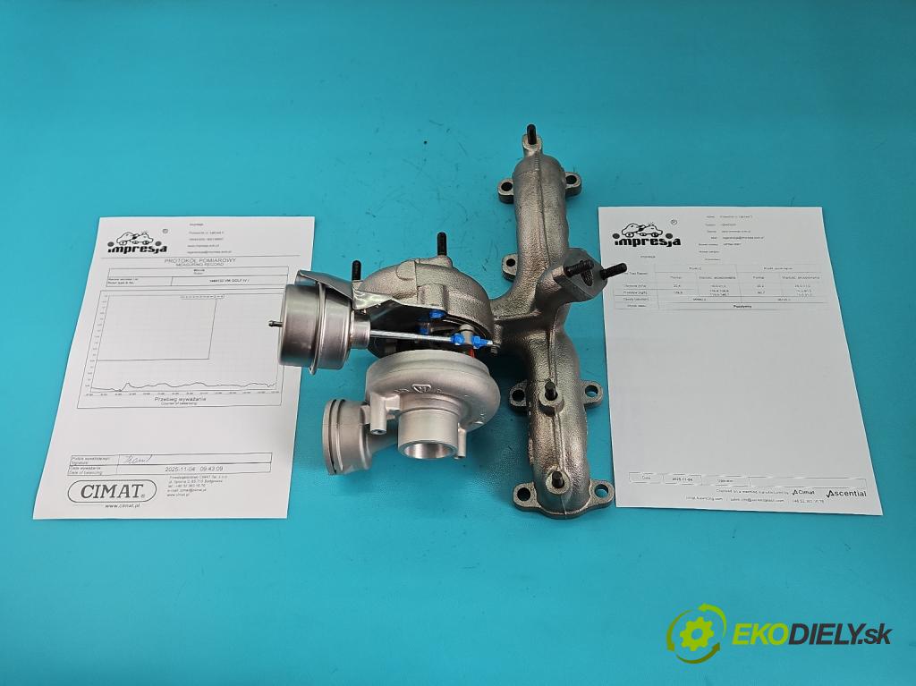 Vw Golf IV 1997-2003 1.9 tdi 101 HP manual 74 kW 1896 cm3 5- turbodúchadlo, turbo repasovaná KP39A-0007