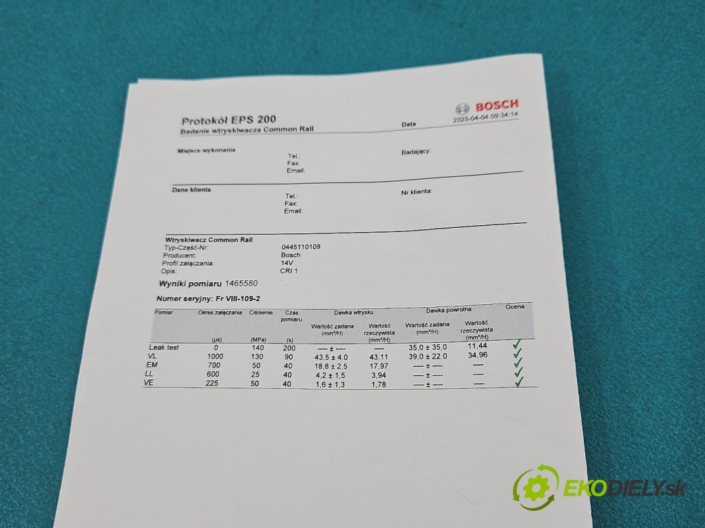 Renault Kangoo I 1998-2008 1.9 dti 80 hp manual 59 kW 1870 cm3 5- vstřikovač 0445110109 (Vstřikovače)