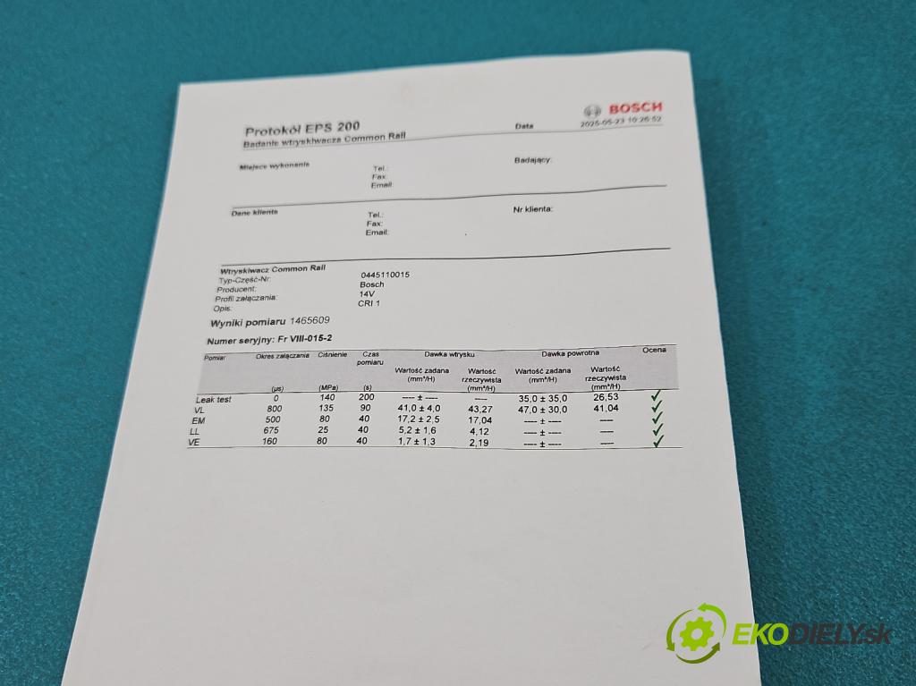 Mercedes A W168 1997-2004 1.7 CDI 90 HP manual 66 kW 1689 cm3 5- vstrek 0445110015 (Vstrekovač paliva)