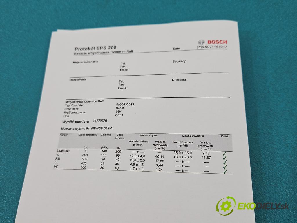 Mercedes A W168 1997-2004 1.7 cdi 90 HP manual 66 kW 1689 cm3 5- vstrek 0986435049 (Vstrekovač paliva)