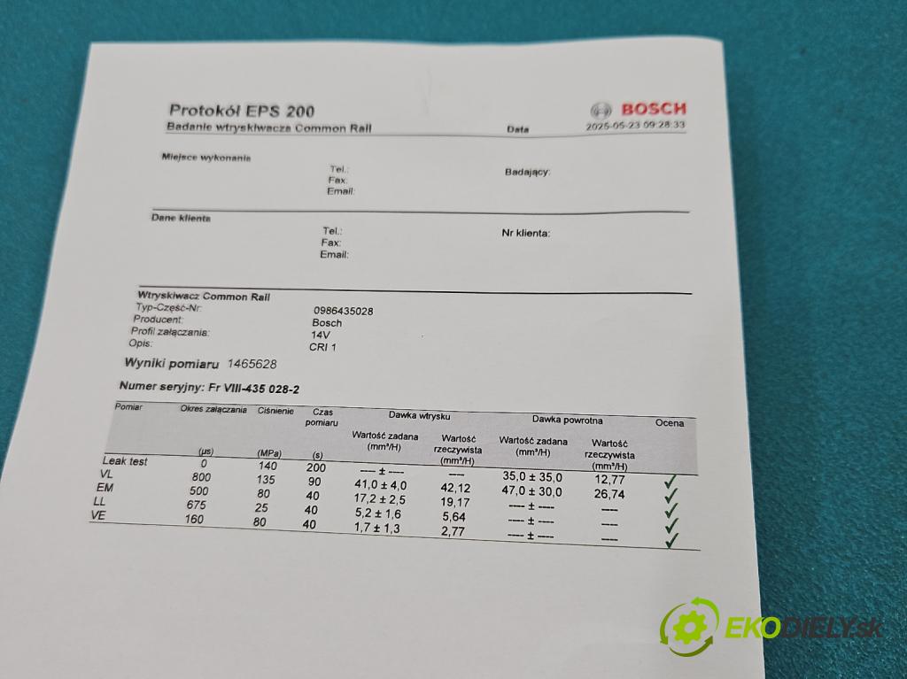 Mercedes A W168 1997-2004 1.7 cdi 90 HP manual 66 kW 1689 cm3 5- vstrek 0986435028 (Vstrekovač paliva)