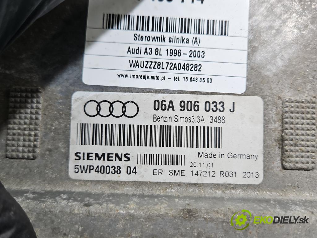 Audi A3 8L 1996-2003 1.6 SR 102 HP manual 75 kW 1595 cm3 3- riadiaca jednotka motora 06A906033J