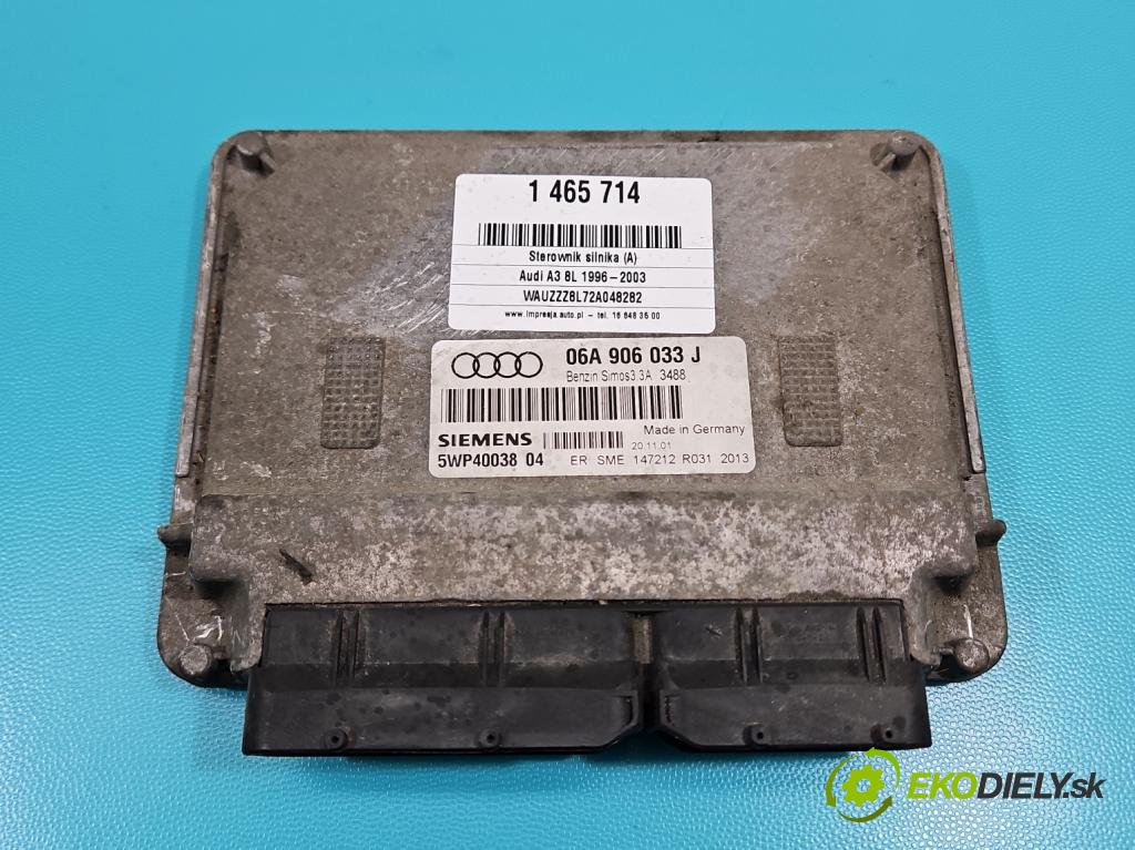 Audi A3 8L 1996-2003 1.6 SR 102 HP manual 75 kW 1595 cm3 3- riadiaca jednotka motora 06A906033J