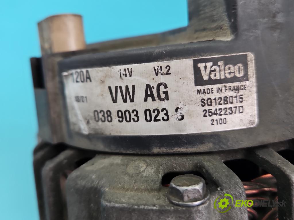 Audi A3 8L 1996-2003 1.6 SR 102 HP manual 75 kW 1595 cm3 3- Alternator 038903023S (Alternátor)