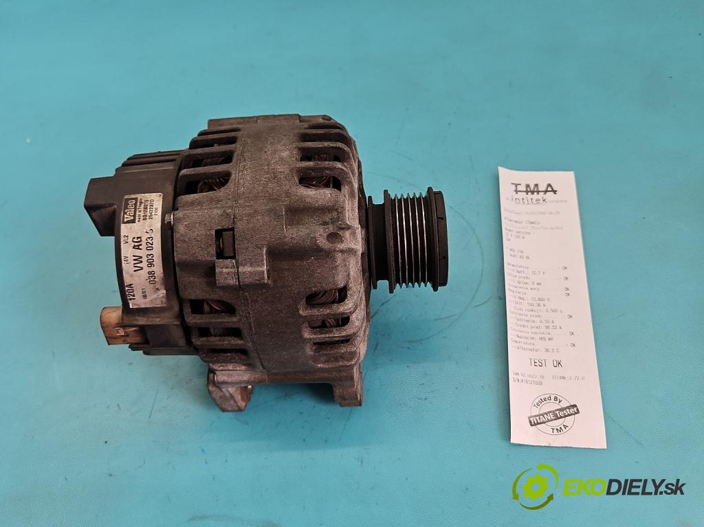 Audi A3 8L 1996-2003 1.6 SR 102 HP manual 75 kW 1595 cm3 3- Alternator 038903023S (Alternátor)