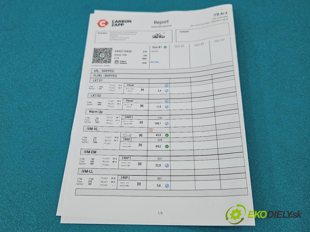 Lancia Thema II 2011-2014 3.0 CRD 239KM automatic 176 kW 2987 cm3 4- vstrek 0445110430 (Vstrekovač paliva)