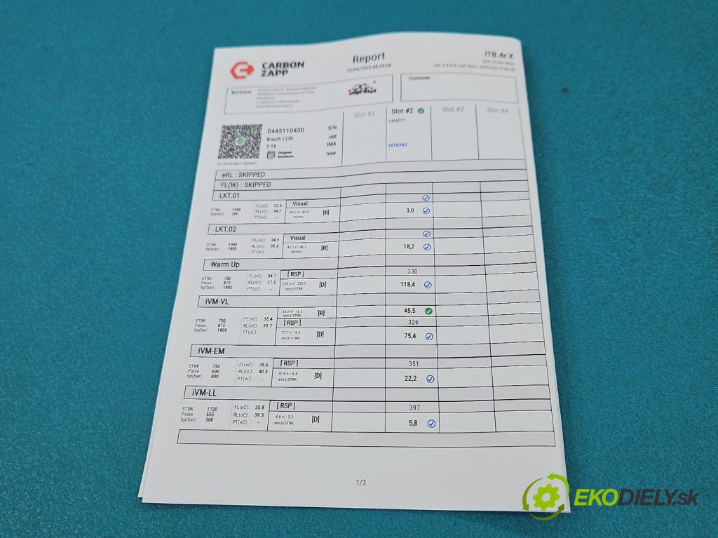 Lancia Thema II 2011-2014 3.0 CRD 239KM automatic 176 kW 2987 cm3 4- vstrek 0445110430 (Vstrekovač paliva)