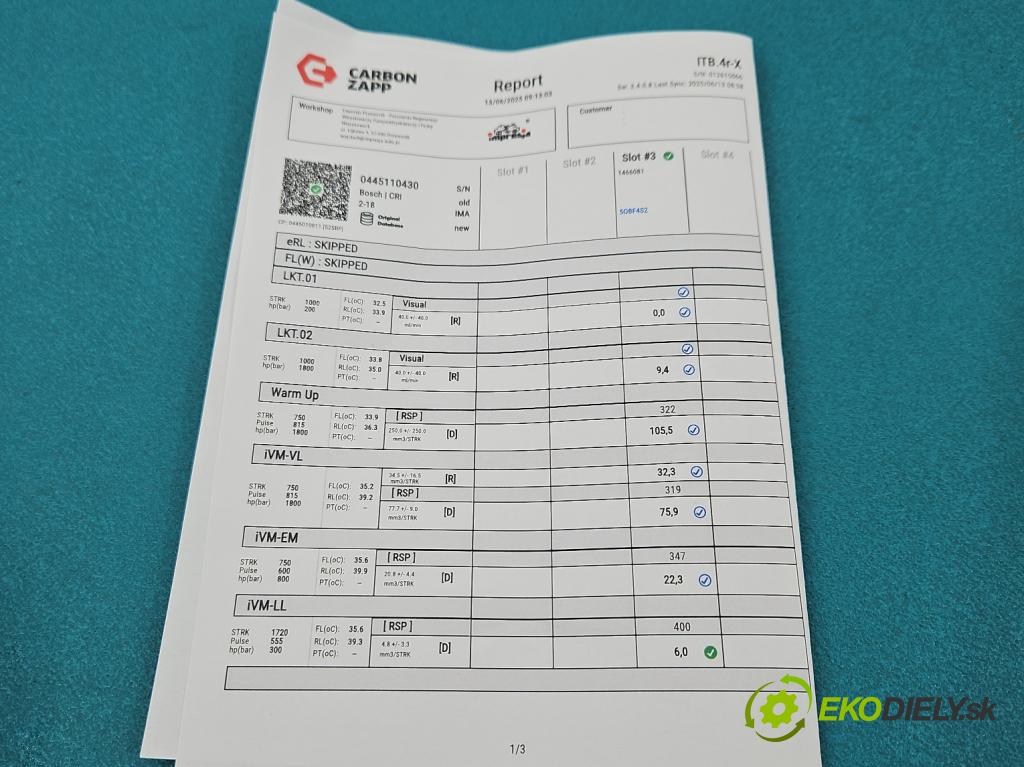 Lancia Thema II 2011-2014 3.0 CRD 239KM automatic 176 kW 2987 cm3 4- vstrek 0445110430 (Vstrekovač paliva)