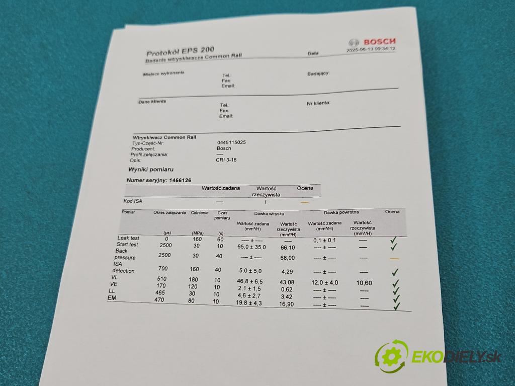 Peugeot 4007 2007-2012 2.2 hdi 156 HP automatic 115 kW 2179 cm3 5- vstrek 0445115025 (Vstrekovač paliva)