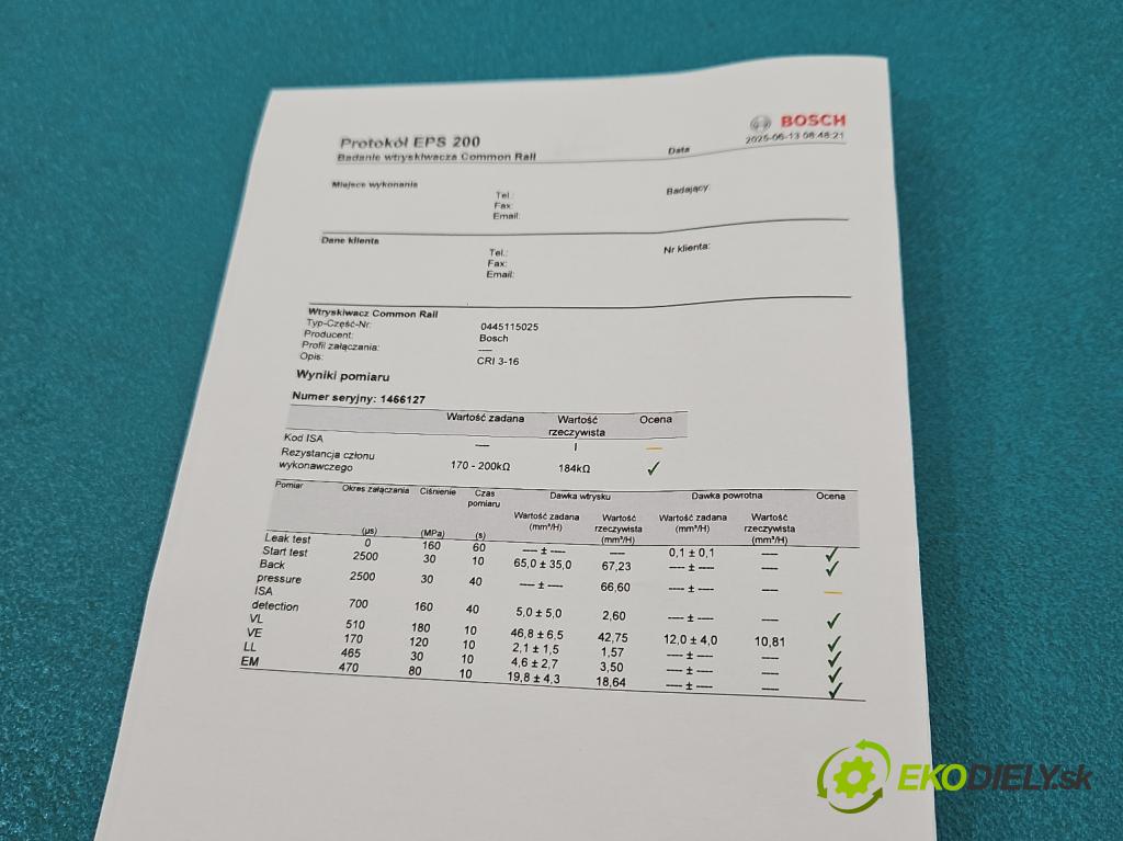 Peugeot 4007 2007-2012 2.2 hdi 156 HP automatic 115 kW 2179 cm3 5- vstrek 0445115025 (Vstrekovač paliva)