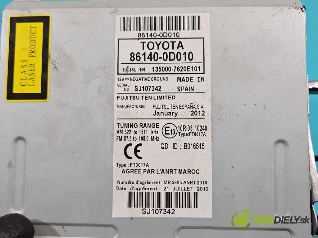 Toyota Yaris III 2011-2020 1.4 D4D 90 HP manual 66 kW 1364 cm3 5- Radio originál 86140-0D010