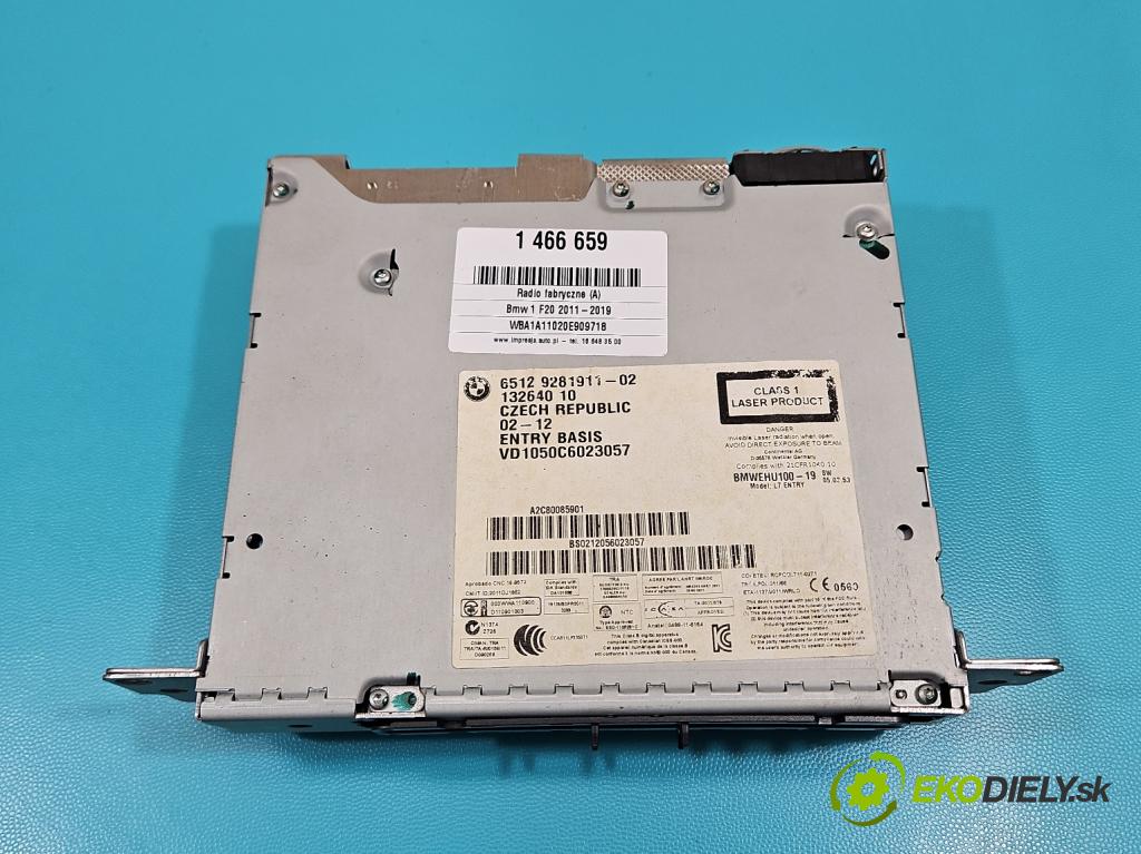 Bmw 1 F20 2011-2019 1.6 T 136 HP manual 100 kW 1598 cm3 5- Radio originál 9281911