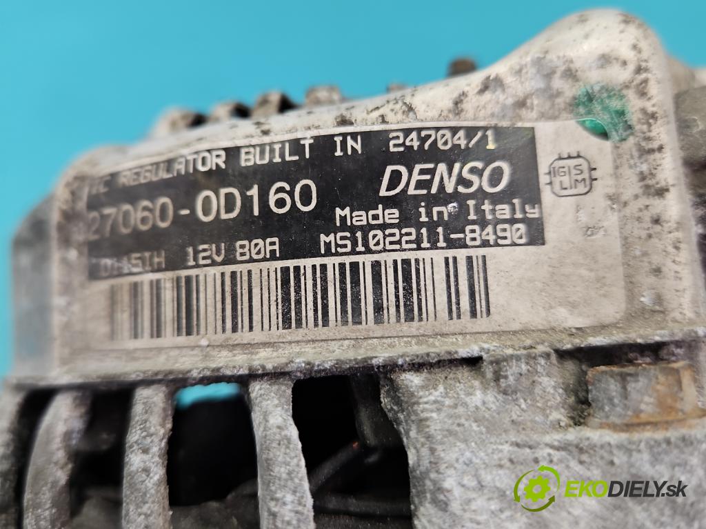 Toyota Corolla Verso II 2004-2009 1.6 vvti 110 HP manual 81 kW 1598 cm3 5- Alternator 27060-0D160 (Alternátor)