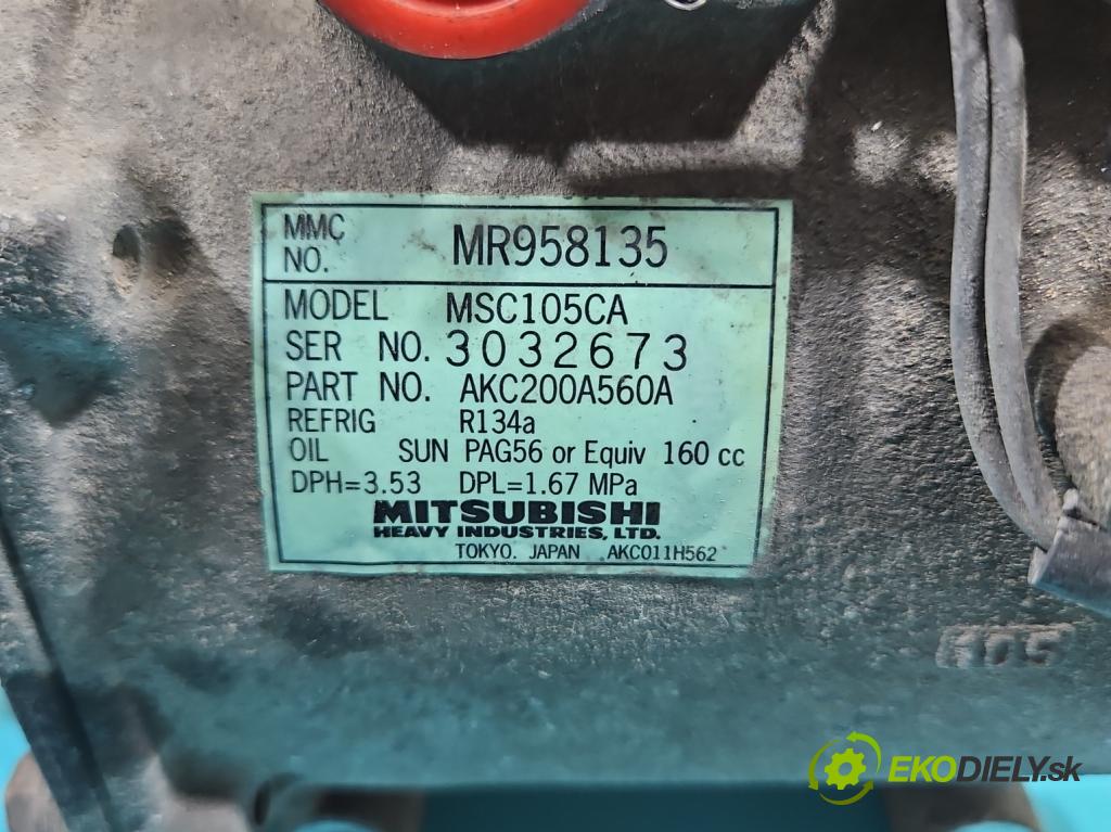 Mitsubishi Grandis 2.4 16V 165 HP automatic 121 kW 2378 cm3 5- Kompresor: klimatizácie MR958135 (Kompresor klimatizácie)